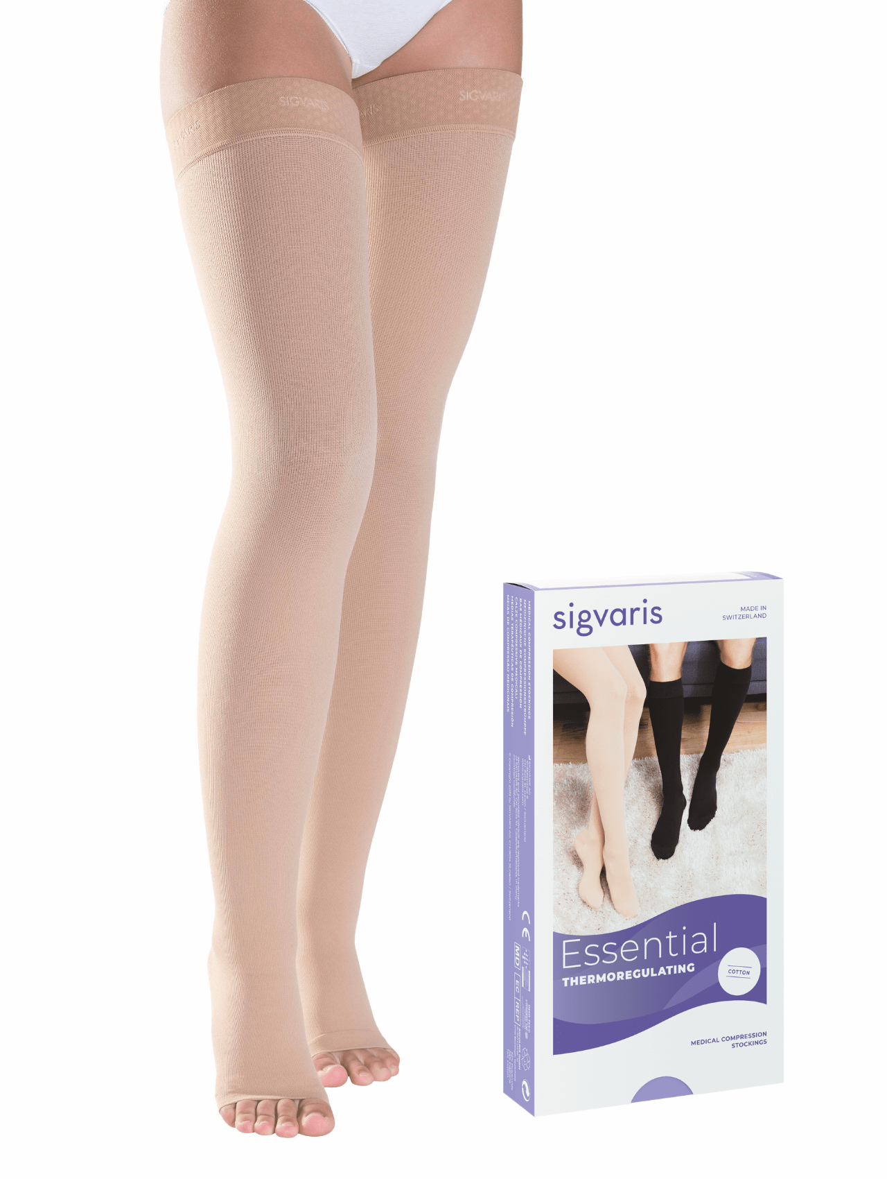 Sigvaris AT2 Anti-Thrombosis Medical Compression Socks White Normal T2  1unit